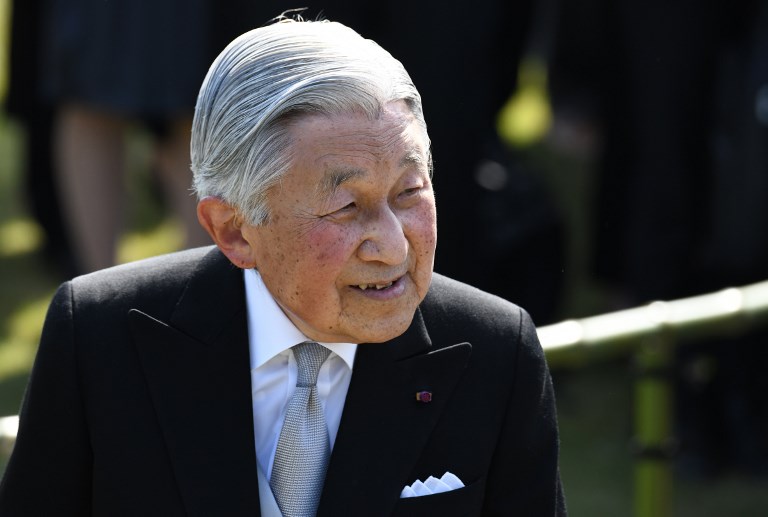 EMPEROR AKIHITO. This file photo taken on April 25, 2018 shows Japan's Emperor Akihito smiling during the spring garden party hosted by the emperor in Tokyo. Pool photo by Toshifumi Kitamura/AFP 