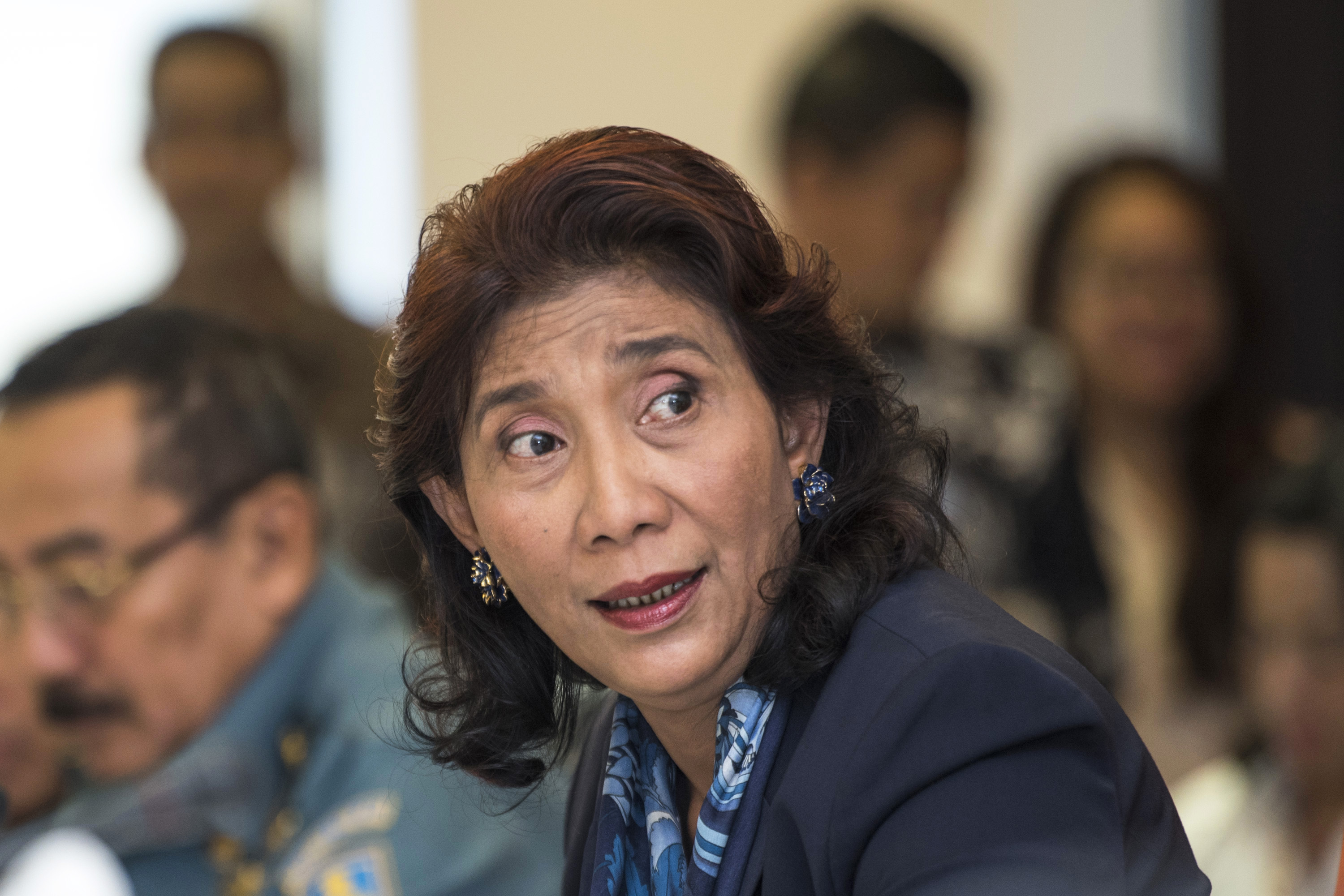 Menteri Kelautan dan Perikanan Susi Pudjiastuti saat konferensi pers di kantornya pada, 21 Juni 2016. Foto oleh Sigid Kurniawan/Antara 