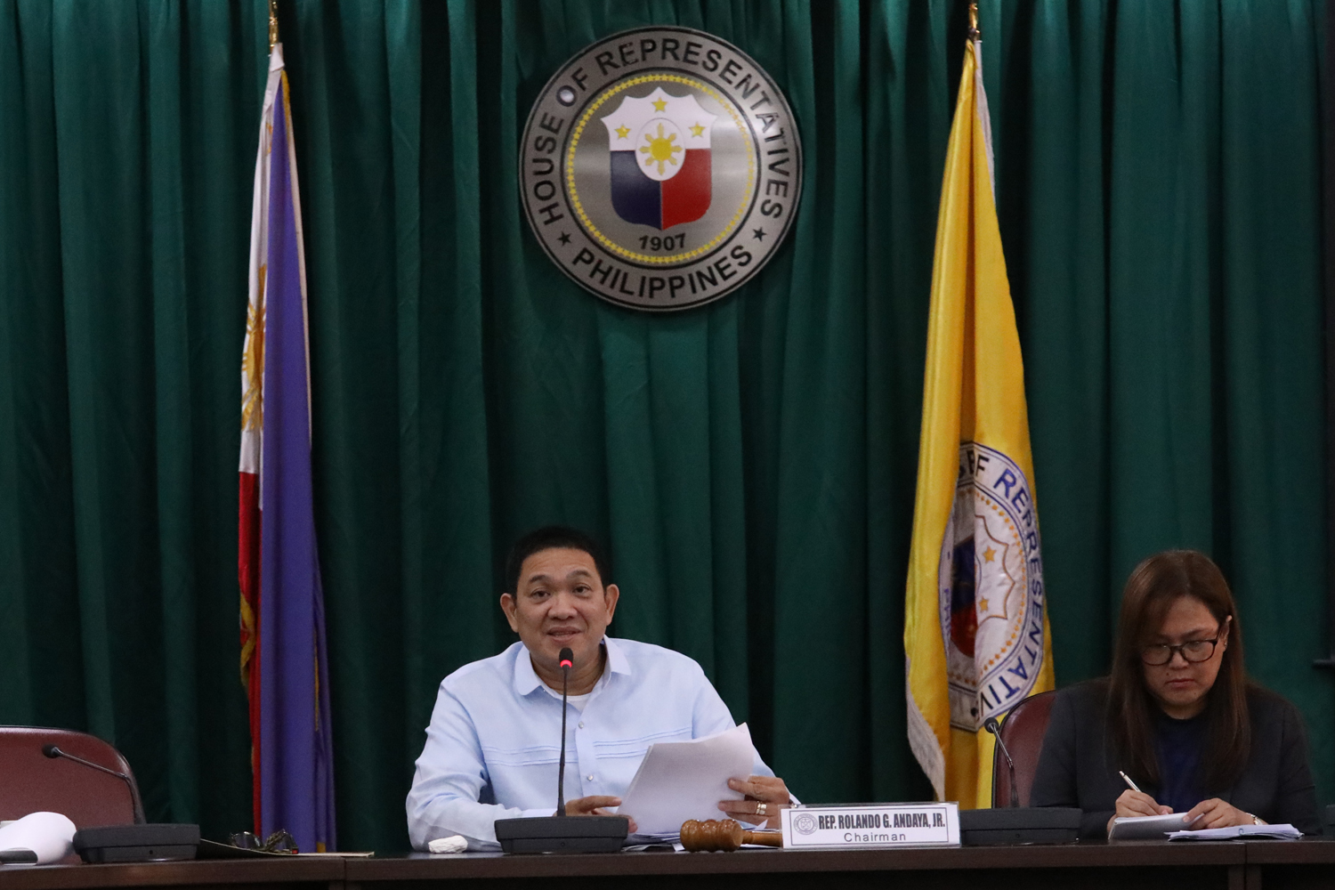 House committee on appropriations chairperson Rolando Andaya Jr makes fresh allegations against DBM Secretary Benjamin Diokno on February 8, 2019. Photo by Darren Langit/Rappler 