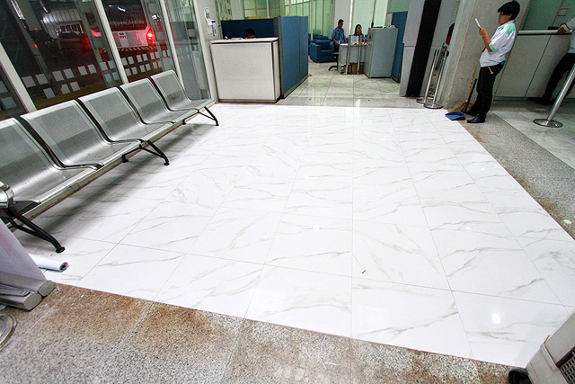 COLLAPSED NAIA T2 FLOORING. MIAA says the wooden foundation gave way or the ground soil was not compact enough, causing it to erode. Photos from the Manila International Airport Authority   