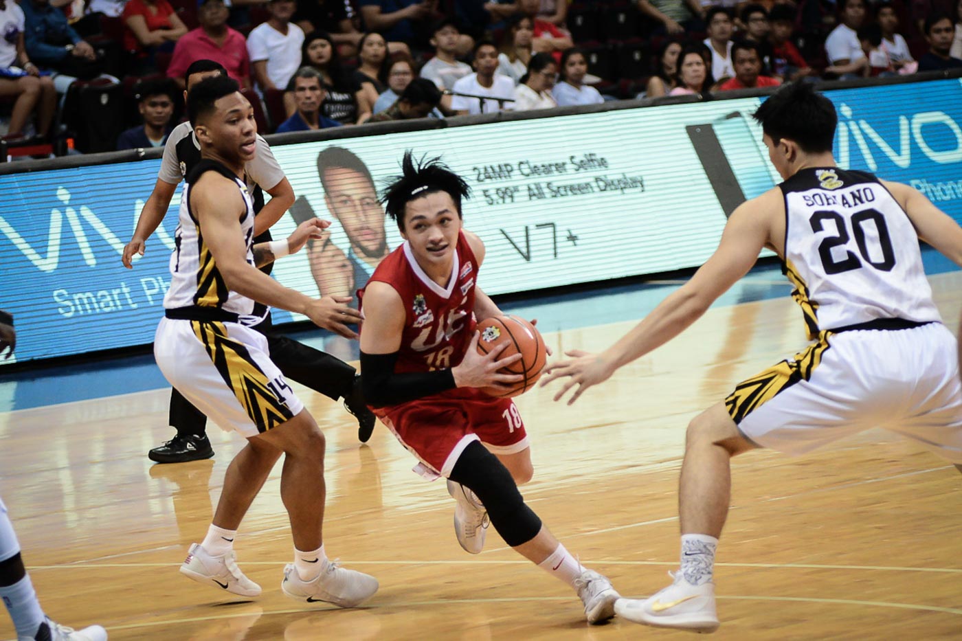 RED HOT. Philip Manalang scored a career-high 20 points in the win over UST as the UE Red Warriors continue riding high off the momentum of their near-upset of La Salle. Photo by Josh Albelda/Rappler   