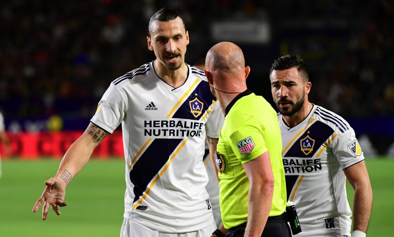 A GOD'S WELCOME. The 'Swedish God' Zlatan Ibrahimovic (left) of the LA Galaxy is one of the Los Angeles legends who celebrated LeBron James' move. Photo by Frederic J. Brown/AFP  