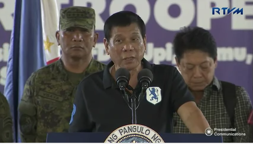 CHANGING PARADIGMS. President Rodrigo Duterte calls on soldiers to assume the role of cops. File photo  