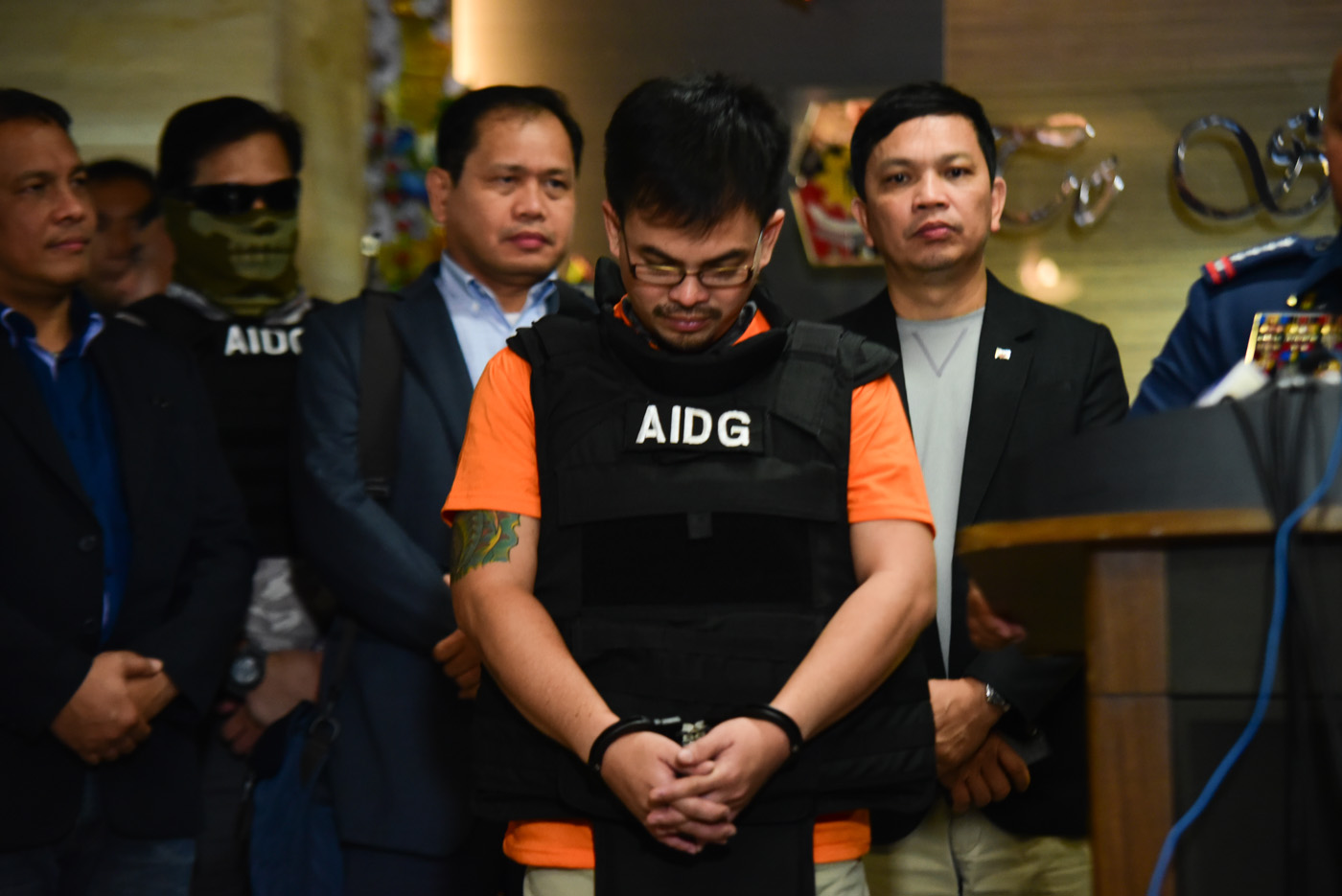 'TOP DRUG LORD.' Alleged drug lord Kerwin Espinosa is presented in Camp Crame after arriving in the Philippines from Abu Dhabi on November 18, 2016. Photo by Alecs Ongcal/Rappler  