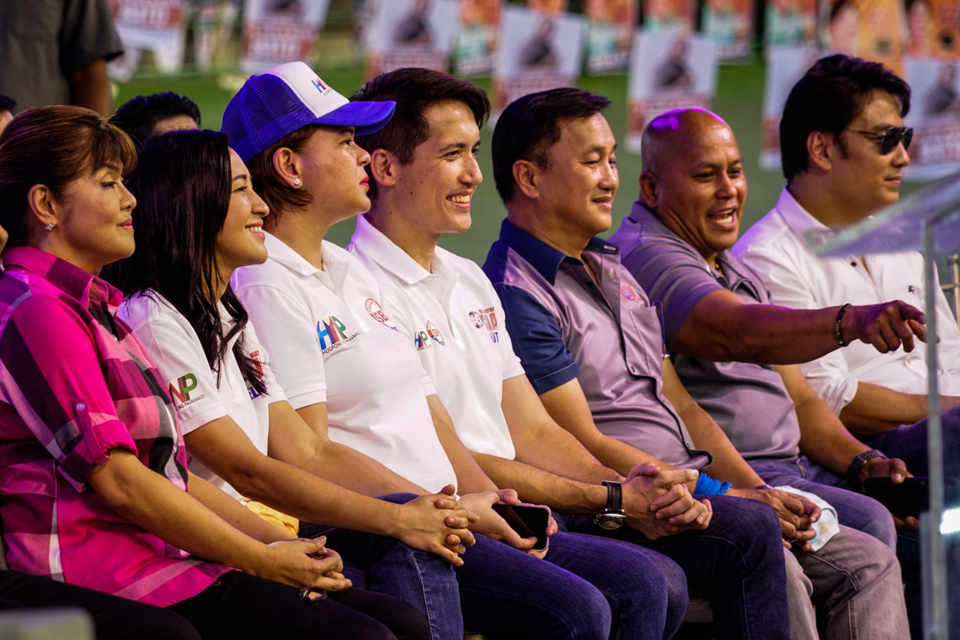 QC RACE. Sara Duterte sits between Quezon City mayoral candidate Joy Belmonte and vice-mayoral candidate Gian Sotto. Photo by Maria Tan/Rappler 