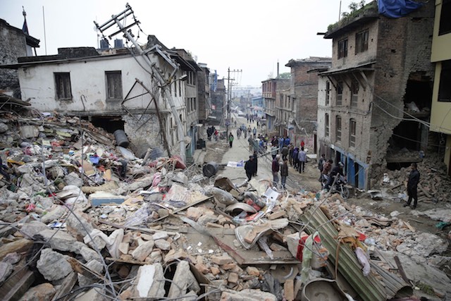 RUINS. A view of damaged buildings a day after a massive earthquake, in Kathmandu, Nepal, on April 26, 2015. Narendra Shrestha/EPA     