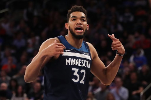 RESTING. Karl-Anthony Towns skips the Timberwolves' game against the Knicks. Photo by Abbie Parr/Getty Images/AFP  