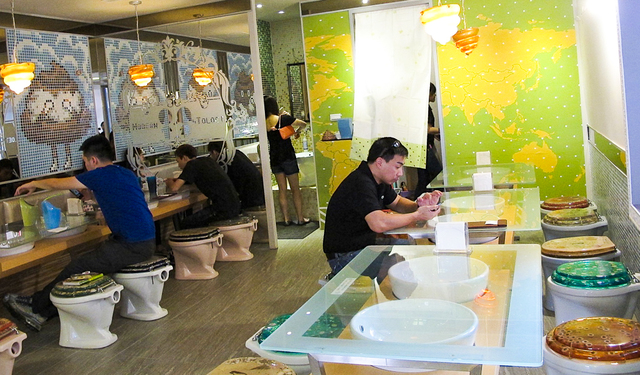 MODERN TOILET. Inside the theme restaurant called Modern Toilet