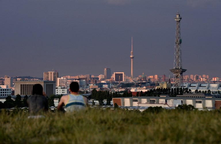 Evening sun shines on the skyline of Berlin on July 11, 2013. Matthias Balk/DPA/AFP 
