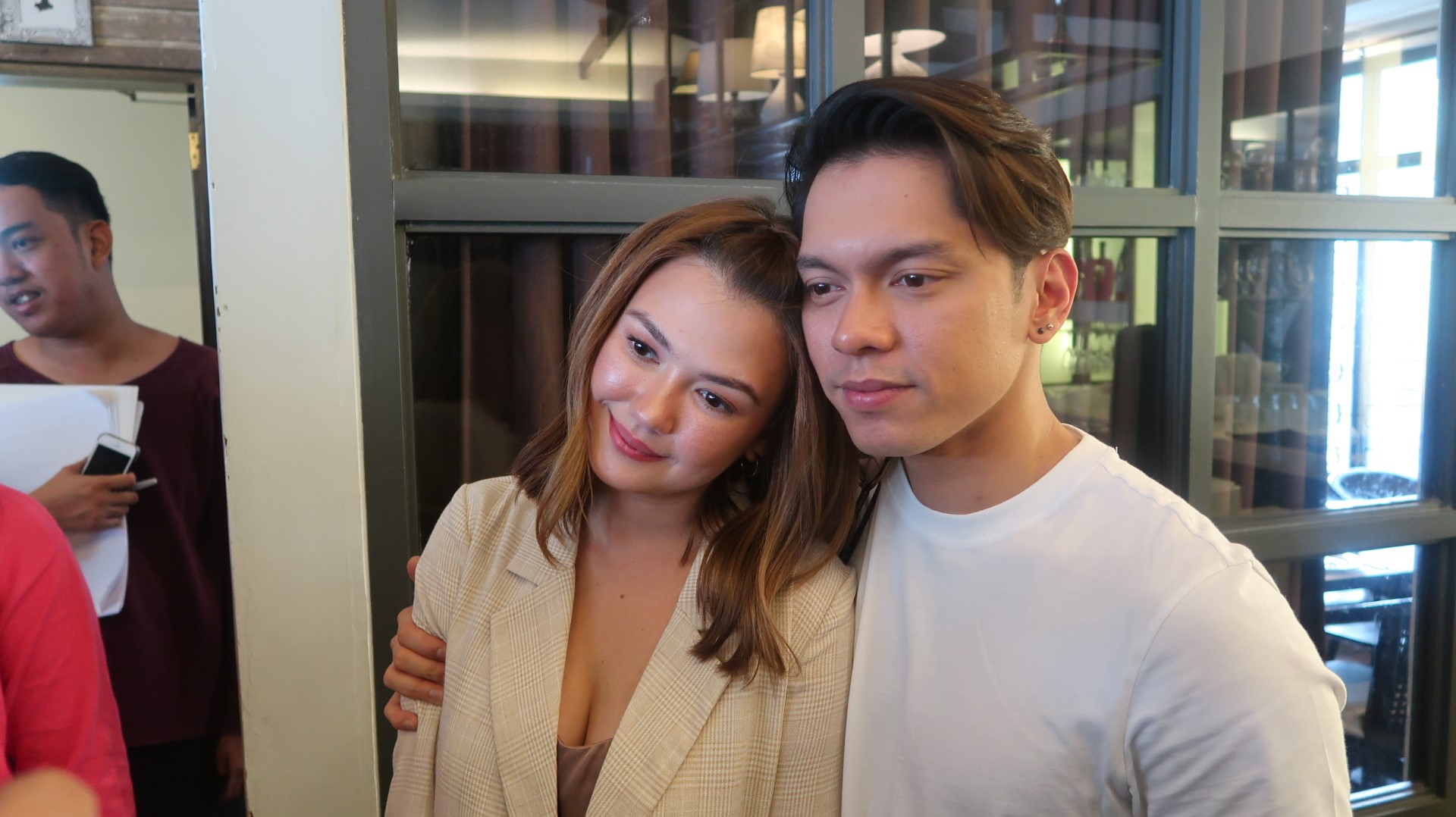 CARGEL. Carlo Aquino and Angelica Panganiban say they won't get back together just for the fans. Photo by Precious del Valle/Rappler 