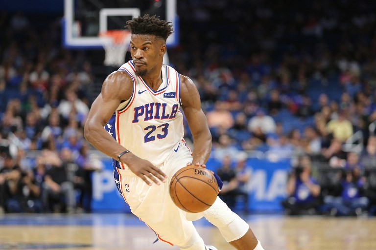 NEW CHAPTER. Jimmy Butler drops 14 points in his first game with the Sixers. Photo by Alex Menendez/Getty Images/AFP 