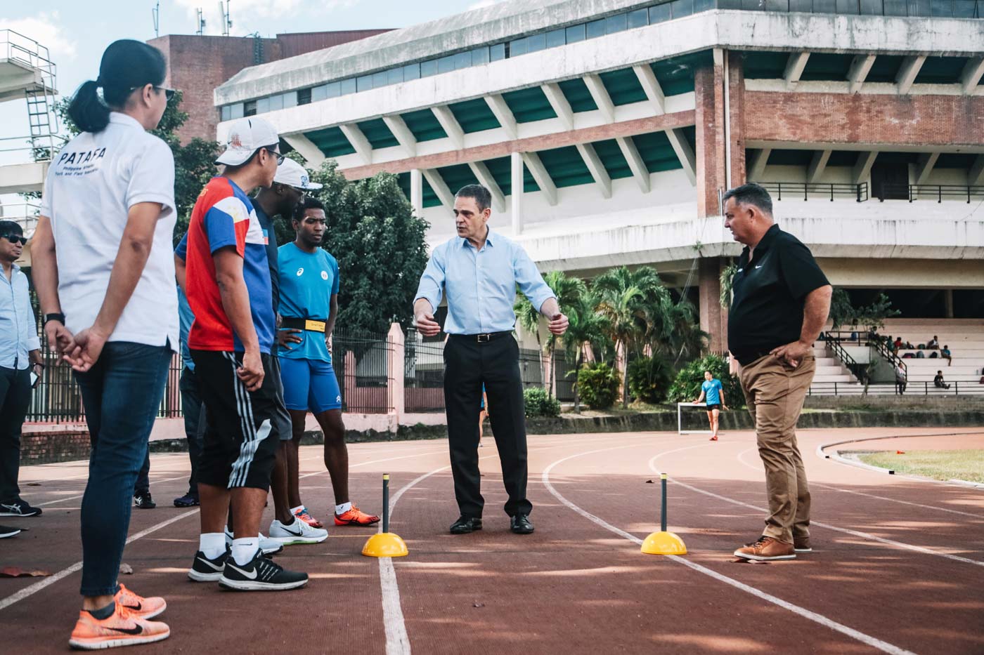 TESTING STAGE. Members of the Philippine athletics team are the first to try SmarTracks at the Philsports track oval. Photo from BCDA release  