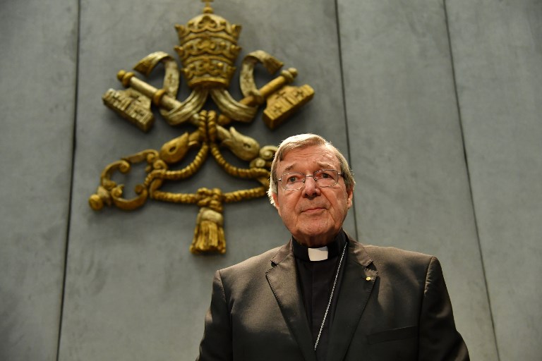 CONVICTED. Australian Cardinal George Pell looks on as he makes a statement at the Holy See Press Office, Vatican City on June 29, 2017. File photo by Alberto Pizzoli/AFP 