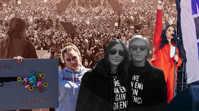STAR POWER. Miley Cyrus, Paul McCartney, Amy Schumer, and Demi Lovato rally with the students during the March for Our Lives event in the US. Screenshots from Instagram/Demi Lovato/Paul McCartney/Amy Shumer/Miley Cyrus  