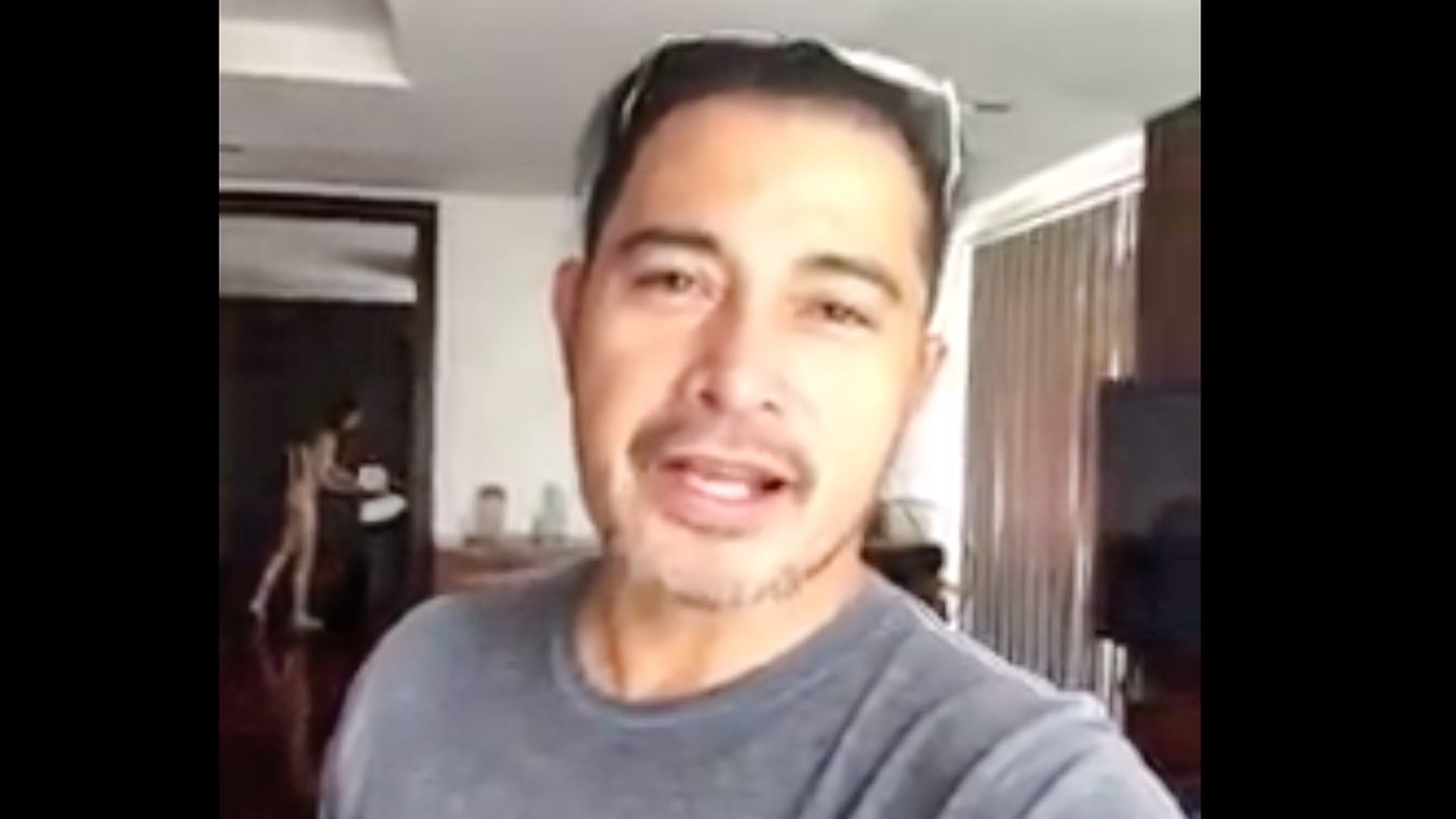 OOPS? Cesar Montano's birthday greeting for a friend features an unexpected cameo. Screenshot from the video 