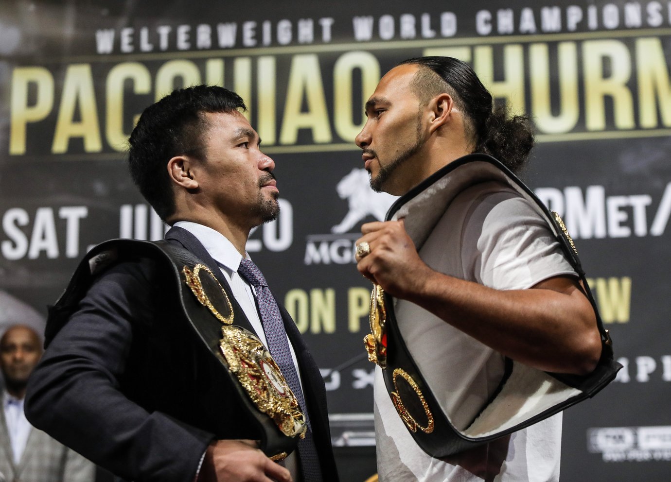 WORD WAR. Keith Thurman proclaims he will make 'easy work' of Manny Pacquiao. Photo by Darnell Ellerbe/Mayweather Promotions   