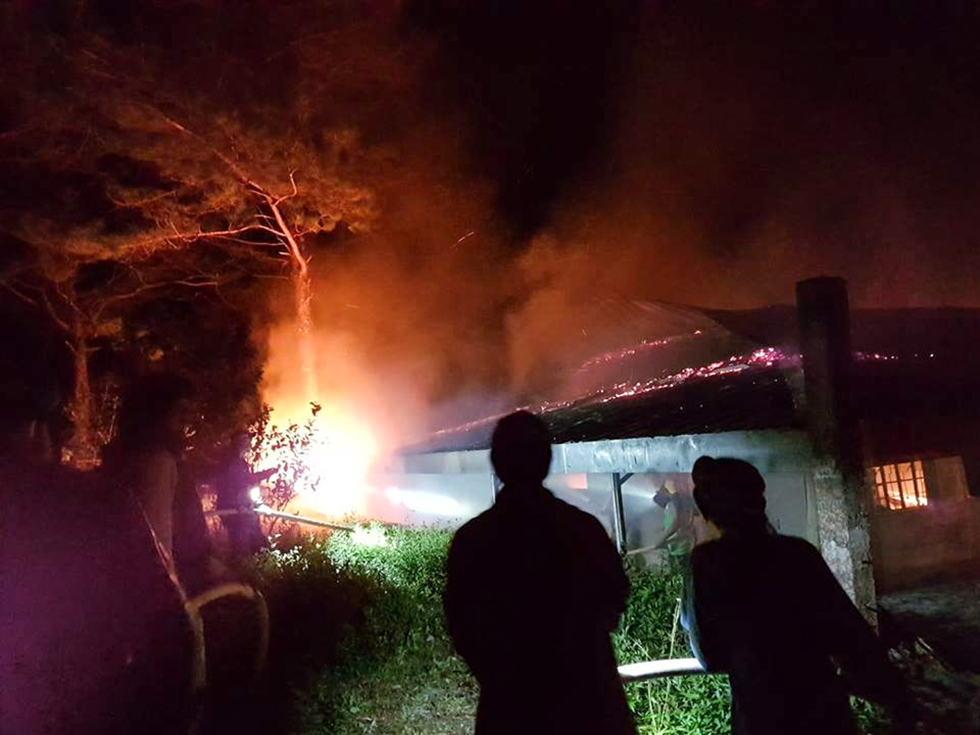RUINS. A huge fire on November 8, 2018, hits the two buildings behind the spot where dozens of tourists station themselves to watch the Kiltepan sunrise in Sagada, Mountain Province. Photo courtesy of Sagada LGU 