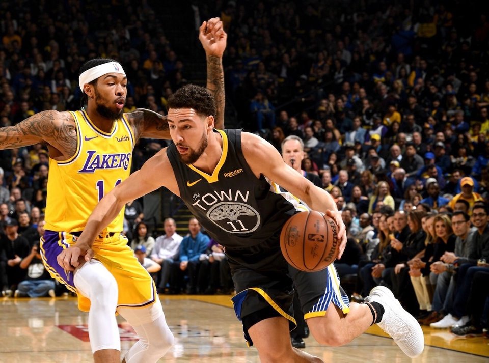 BOUNCE BACK. Klay Thompson and the Warriors avenge their Christmas Day upset loss to Brandon Ingram and the Lakers. Photo from NBA Twitter 