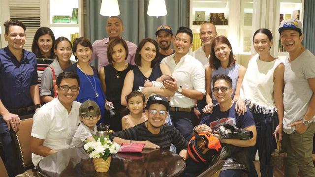 WELCOME PRIMO. Iya Villania, Drew Arellano and son Primo pose with friends during Primo's baptism. Screengrab from Instagram/@sidmaderazo   