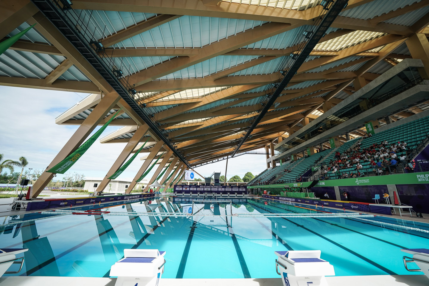 OLYMPIC SIZE. The 2,000-seater aquatics stadium boasts an Olympic-sized fast pool. Photo by Josh Albelda/Rappler 
