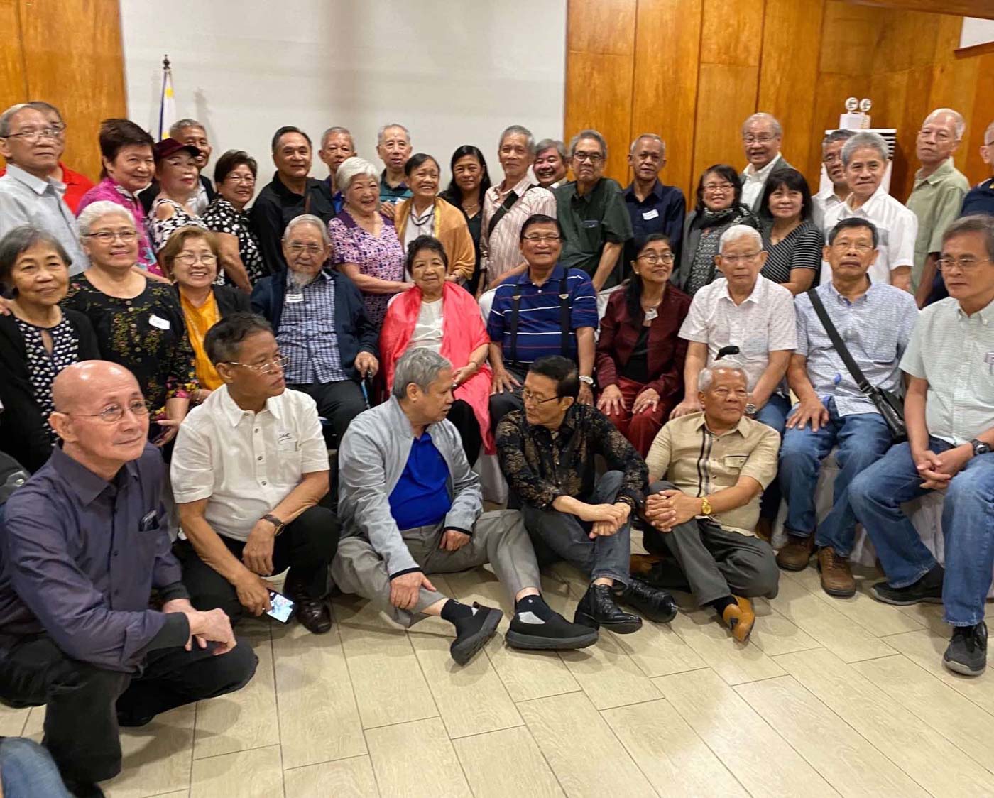 RAGE OF THE '70s. Anti-Marcos activists reunite to commemorate the 50th anniversary of the First Quarter Storm. In photo are Philippine ambassador to China Chito Sta Romana (standing, 6th from right), former human rights commissioner Etta Rosales (seated, middle) and ex-UP president Dodong Nemenzo (seated, middle). Sourced photo
