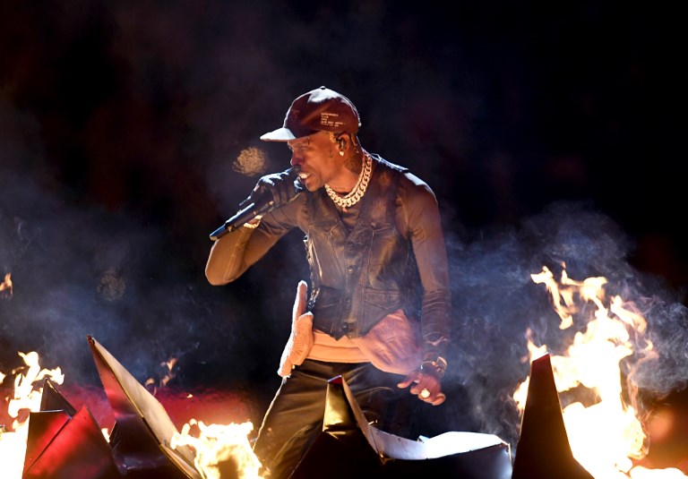 HIS MOMENT. Travis Scott performs during the Pepsi Super Bowl LIII Halftime Show. Photo by Kevin Winter/Getty Images/AFP 