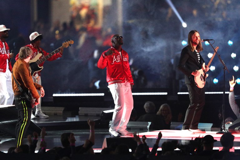 BIG MOMENT. Sleepy Brown performs with Maroon 5 during the Pepsi Super Bowl LIII Halftime Show. Photo by Patrick Smith/Getty Images/AFP 