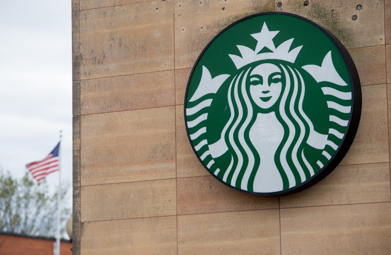IN TROUBLE AGAIN. The sign for a Starbucks cafe is seen in Washington, DC, on April 17, 2018. File photo by Saul Loeb/AFP  