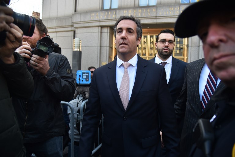CHILLING. File photo of US President Donald Trump's personal lawyer Michael Cohen taken on on April 26, 2018.Photo by Hector Retamal/AFP  