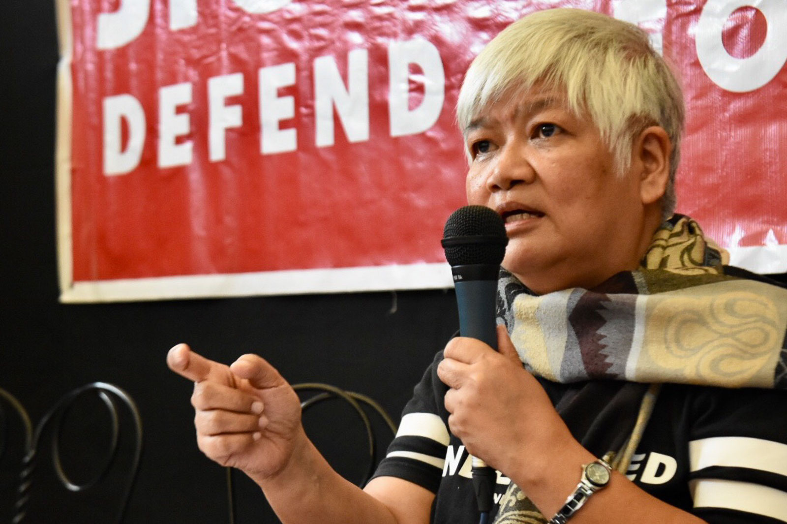 INCOMMUNICADO FOR 8 HOURS. Margarita Valle recalls her experience in a press briefing on June 12, 2019, in Quezon City. Photo by Angie de Silva/Rappler 