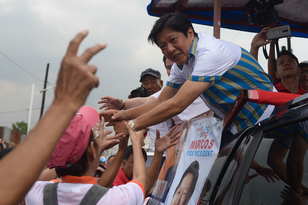 CRUNCH TIME. Vice presidential candidate Ferdinand 'Bongbong' Marcos Jr scores the top spot in pre-election surveys less than a month before election day. Photo by Jasmin Dulay/Rappler 