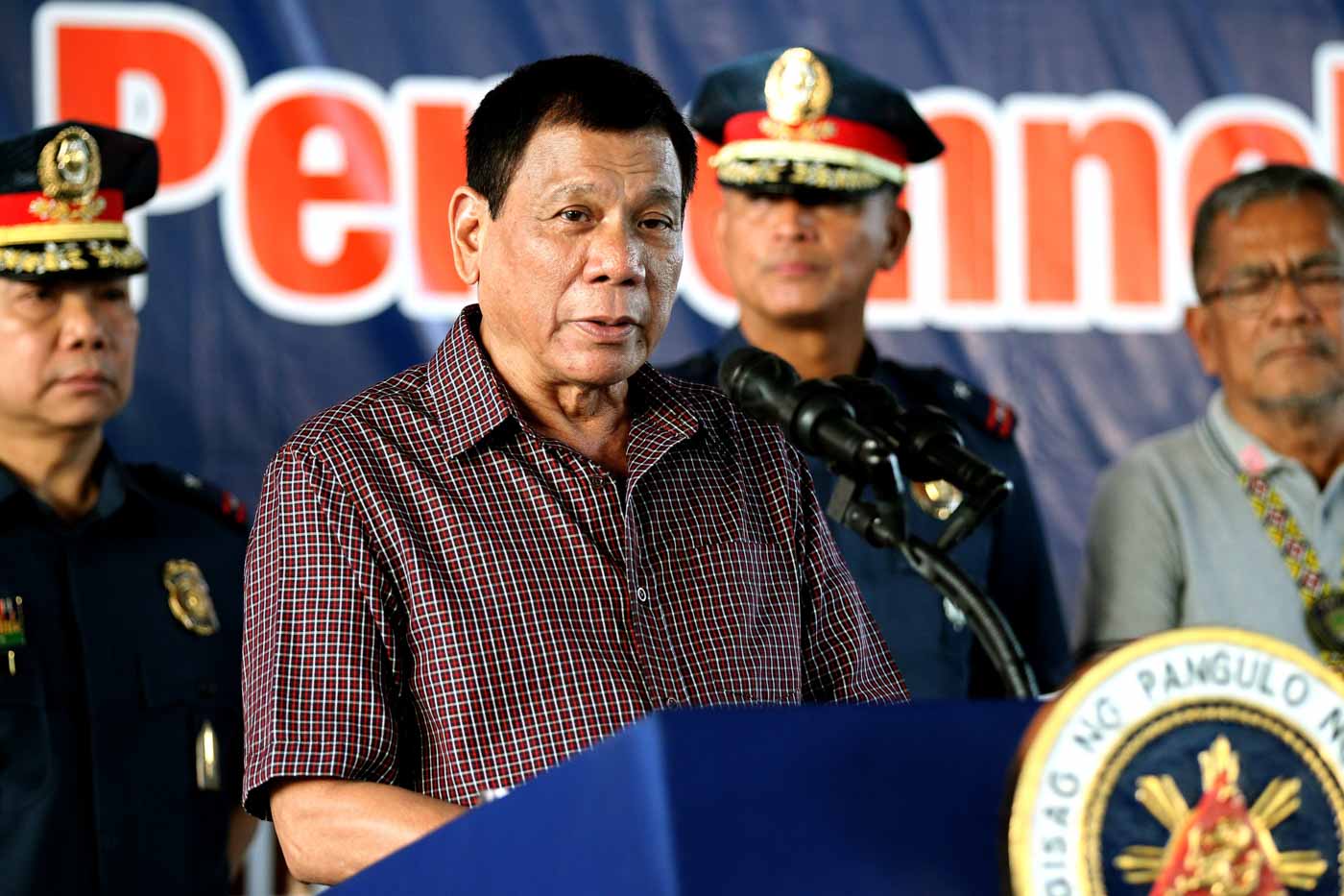 CHIEF EXECUTIVE. President Rodrigo Duterte delivers a message during his visit to the Police Regional Office-12 Headquarters in General Santos City on September 23, 2016. File photo by Karl Norman Alonzo/PPD   