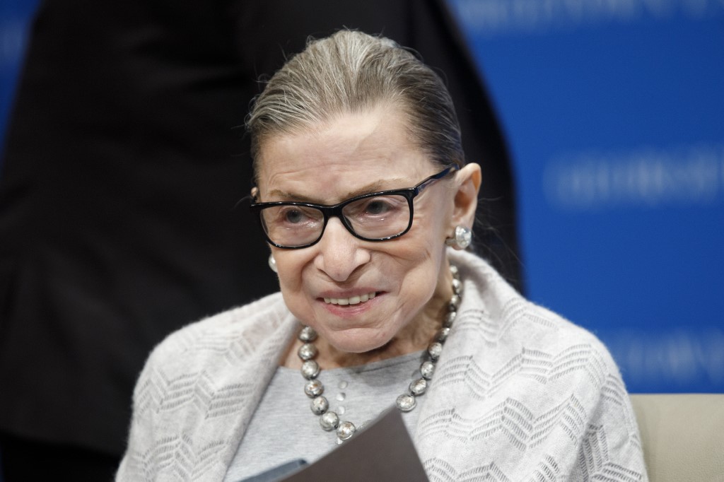 RUTH BADER GINSBURG. Supreme Court Justice Ruth Bader Ginsburg delivers remarks at the Georgetown Law Center on September 12, 2019, in Washington, DC. File photo by Tom Brenner/Getty Images/AFP 