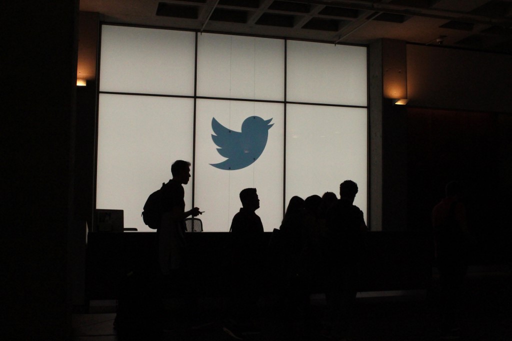 TWITTER. In this file photo taken on August 13, 2019 employees walk past a lighted Twitter log as they leave the company's headquarters in San Francisco. Photo by Glenn Chapman/AFP 