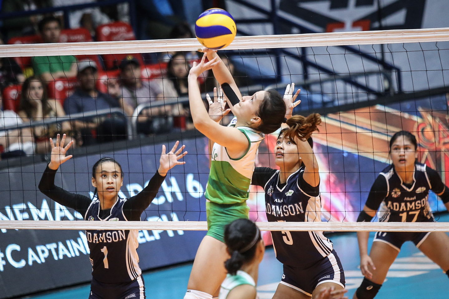 UNRIVALED. Michelle Cobb and the La Salle Lady Spikers come out in full control against the Lady Falcons. Photo by Josh Albelda/Rappler   