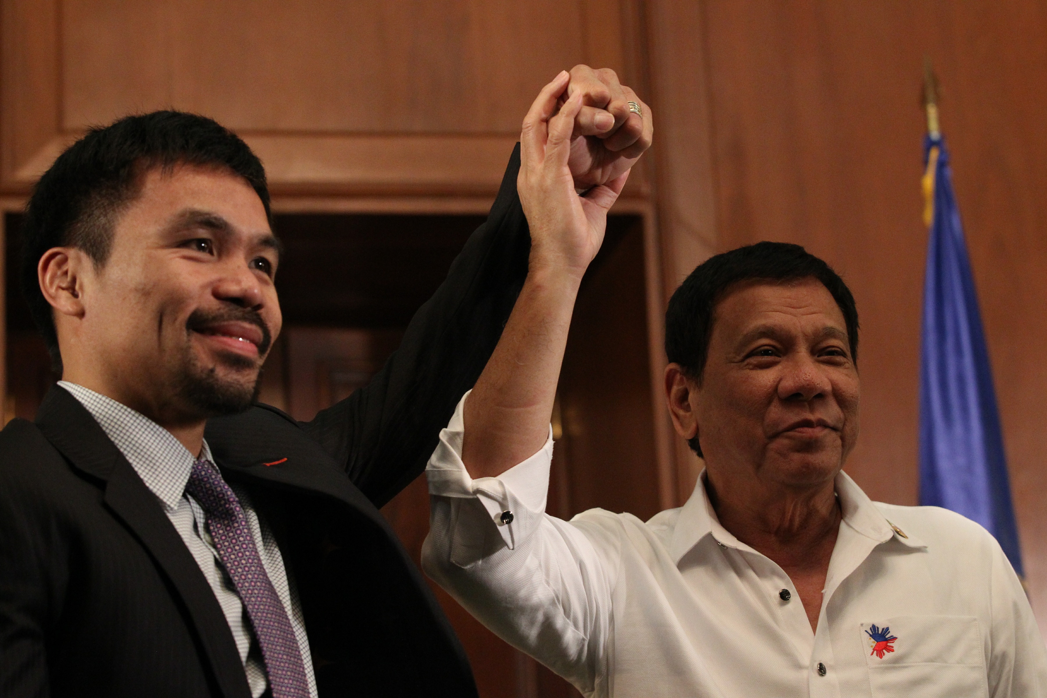 PEOPLE'S CHAMP. Senator Manny Pacquiao says the presidency is not yet on his mind. File photo by Simeon Celi Jr/Presidential Photo 