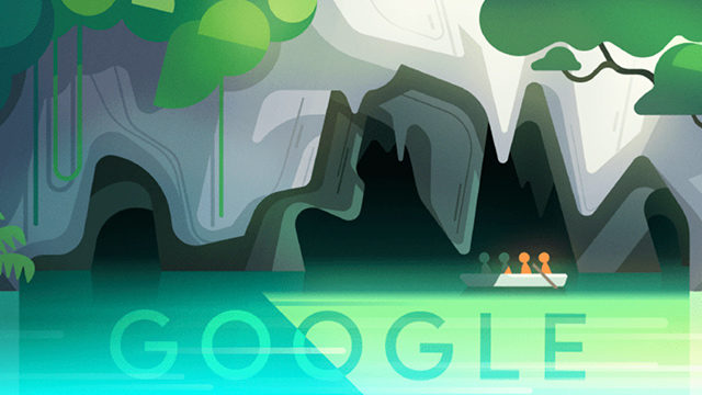 GOOGLE DOODLE. Google celebrates the Puerto Princesa Underground River's protection by the Ramsar Convention on June 30, 2012, with a doodle by artist David Lu. Screenshot from Google  