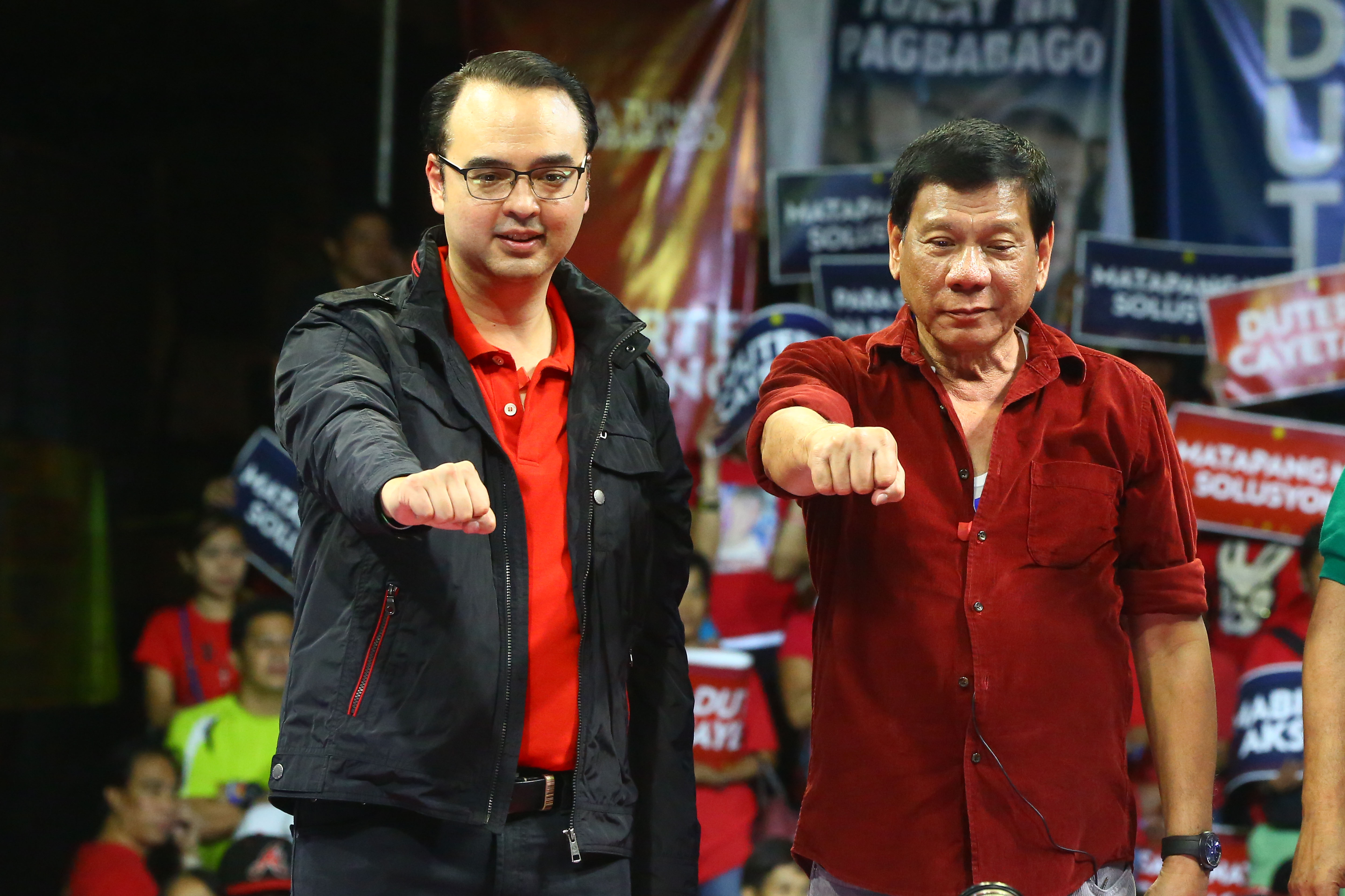 RODY-ALAN. Senator Alan Peter Cayetano is running for vice president and Davao Mayor Rodrigo Duterte is eyeing the presidency in the 2016 polls. Photo by Ben Nabong/Rappler  