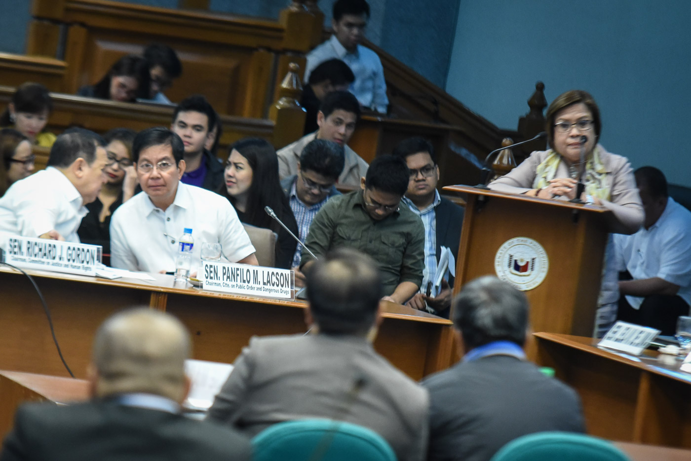 NOTHING PERSONAL. Senators who voted against neophyte Senator Leila De Lima say they have nothing personal against De Lima, even as the latter implicated them in issues before. Photo by LeAnne Jazul/Rappler 