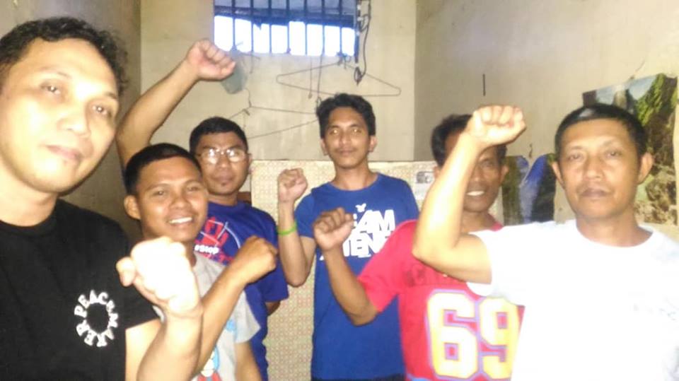 DEFIANT. Development workers arrested in General Santos City. Photo courtesy of Karapatan Northern Mindanao Region 