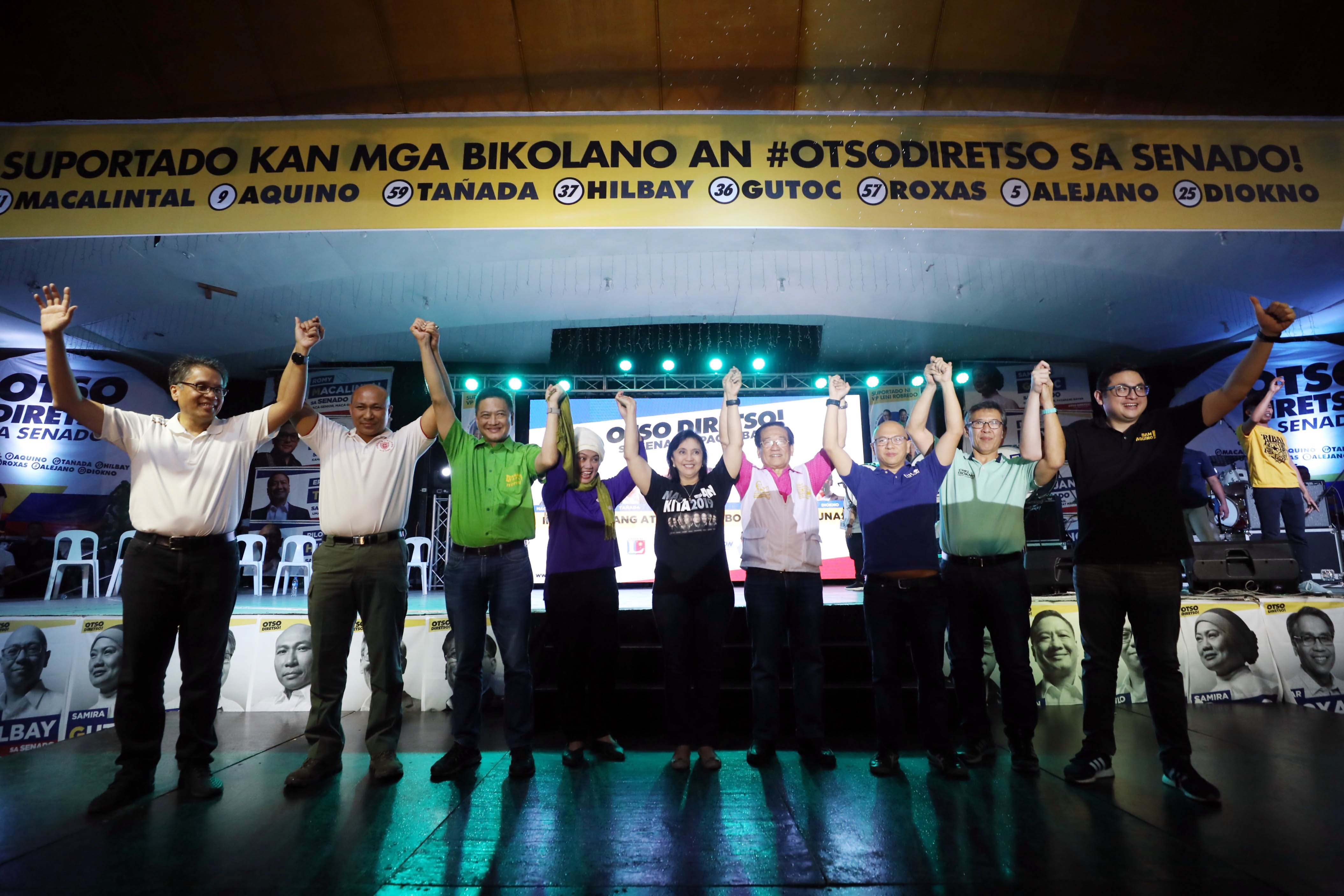 OTSO DIRETSO. Vice President Leni Robredo joins the Otso Diretso slate as it officially kicks off its campaign for the 2019 senatorial elections in Naga City on February 13, 2019. Photo from the Office of the Vice President 