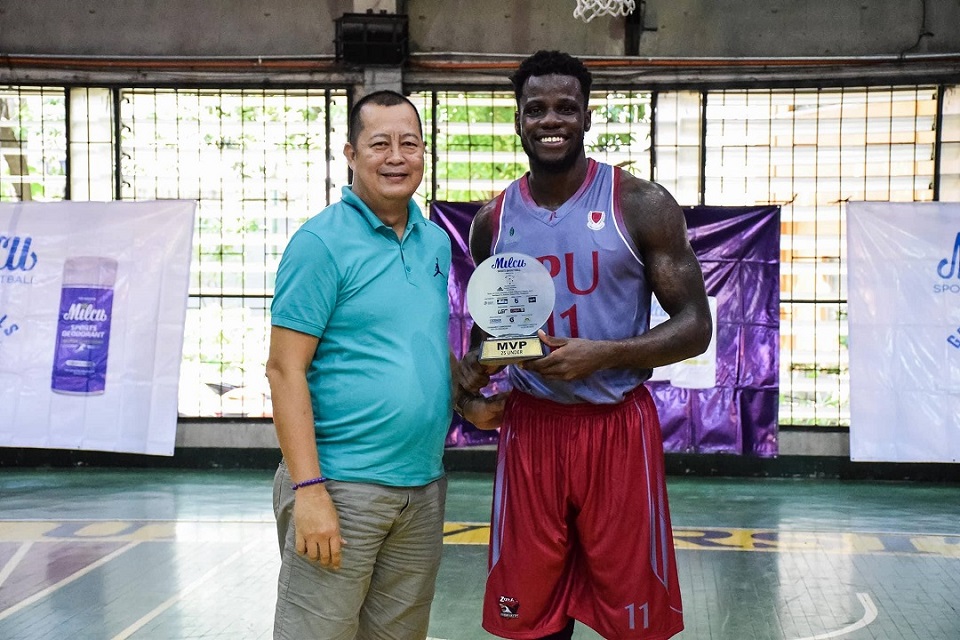DOMINANT. Lyceum’s Mike Nzeusseu cops the Finals MVP plum in the 2018 Milcu Sports Basketball.  