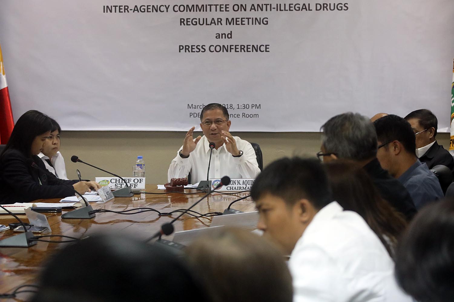 NARCO-LIST OUT. PDEA Director Aaro Aquino during the Inter-Agency Committee on Anti-Illegal Drugs meeting and press conference on Monday, March 26, 2018, at the PDEA Headquarters in Quezon Citry. File photo by Darren Langit/Rappler 