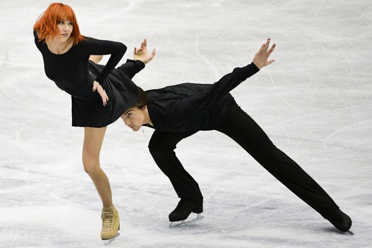 FASCINATING. Russia's Tiffani Zagorski (left) and Jonathan Guerreiro perform during the ice dance free dance event at the figure skating NHK Trophy in Hiroshima on November 11, 2018. (Photo by Martin Bureau/AFP  