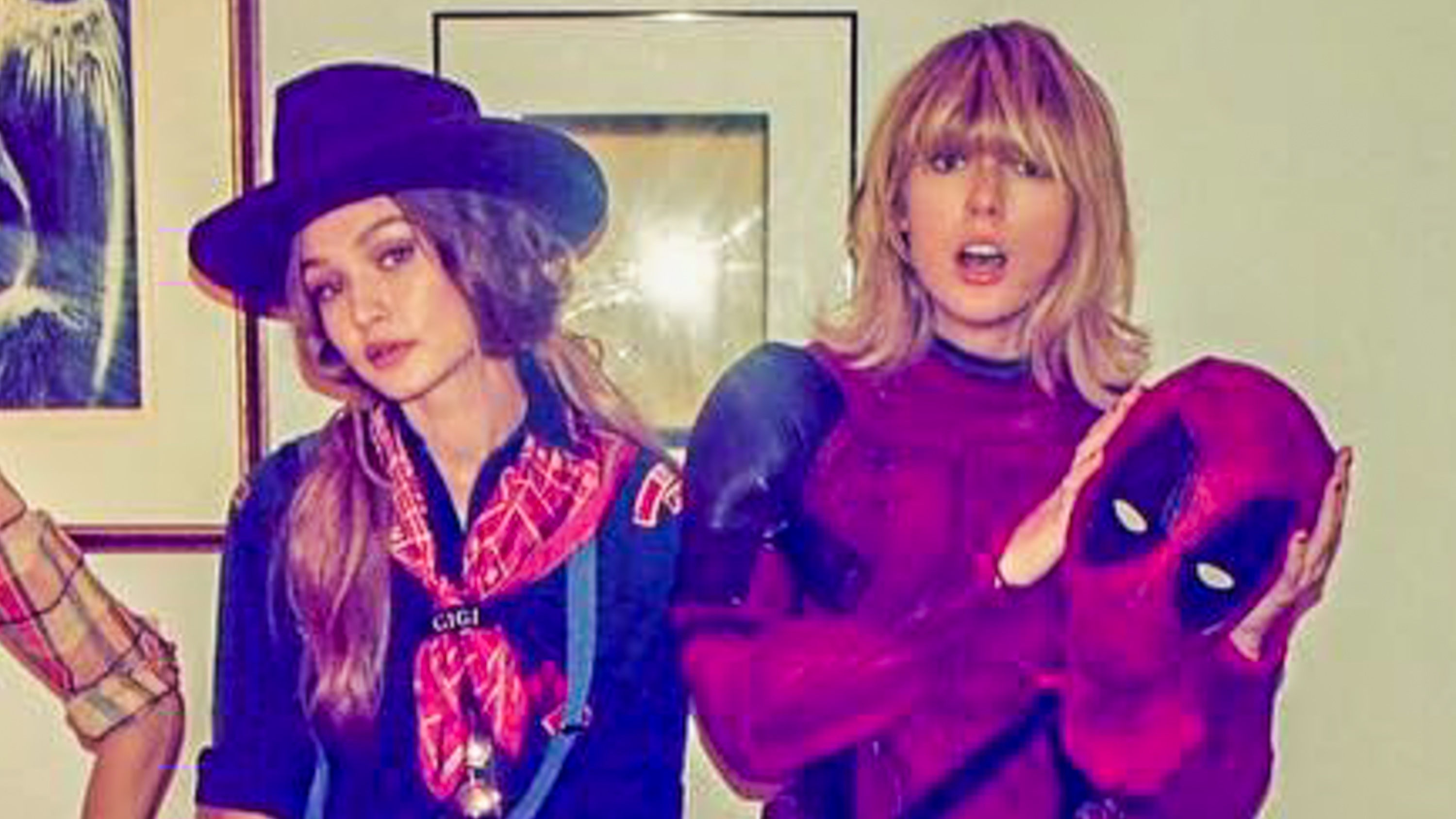 HALLOWEEN 2016. Taylor Swift dressed up as Deadpool and hung out with her squad âÂ including model Gigi Hadid â to celebrate Halloween. Screengrab from Instagram/taylorswift 