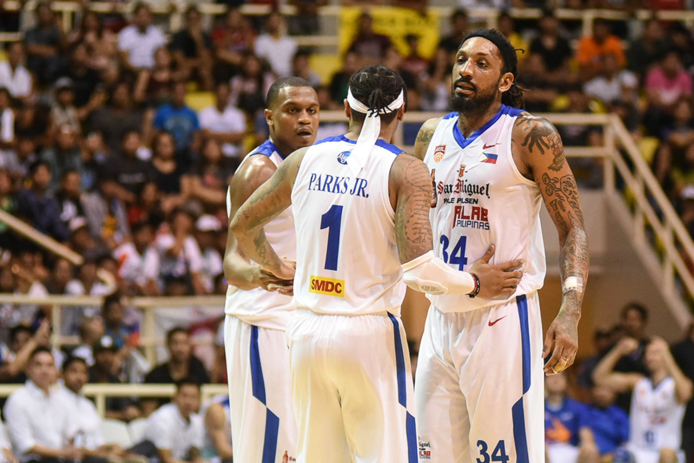 BIG THREE. Renaldo Balkman, Justin Brownlee, and Ray Parks vow to lead Alab Pilipinas to a road win. Photo by Jerrick Reymarc/Rappler 