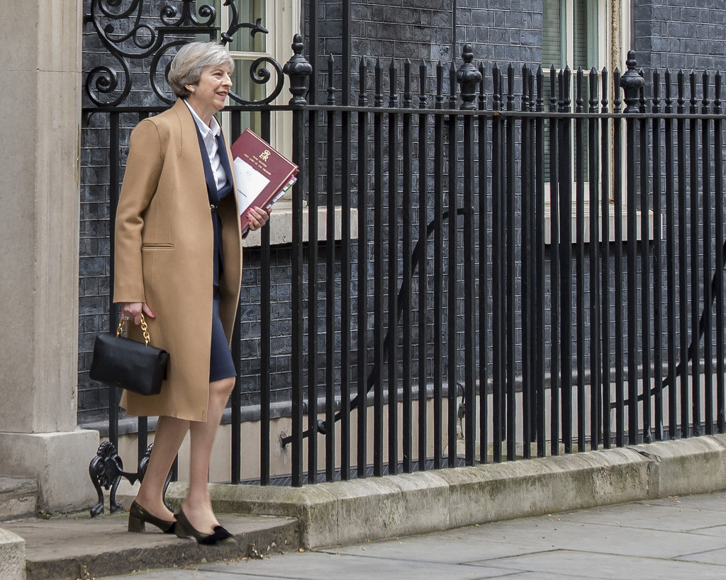 TO PARLIAMENT. British Prime Minister Theresa May leaving 10 Downing Street to go to the House of Commons for Prime Ministers Questions and her statement on her letter triggering Article 50, notifying the European Council President of the UK’s intention to leave the EU. Jay Allen/Number 10 Downing Street 