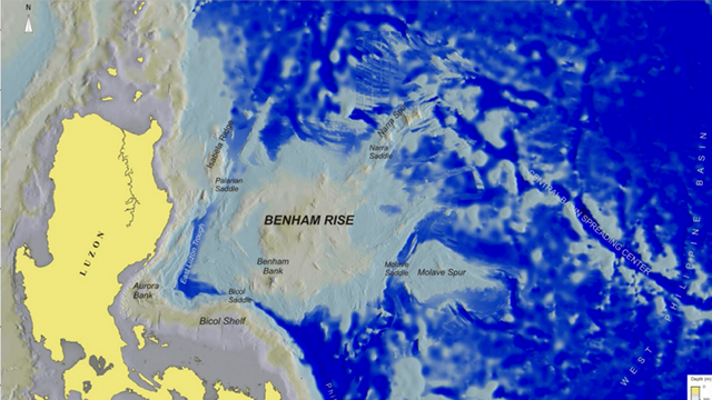 UNDERWATER PLATEAU. Found near Aurora, the 13-million-hectare Benham Rise is part of the Philippines' continental shelf. Screenshot from a document the Philippines submitted to the UN 