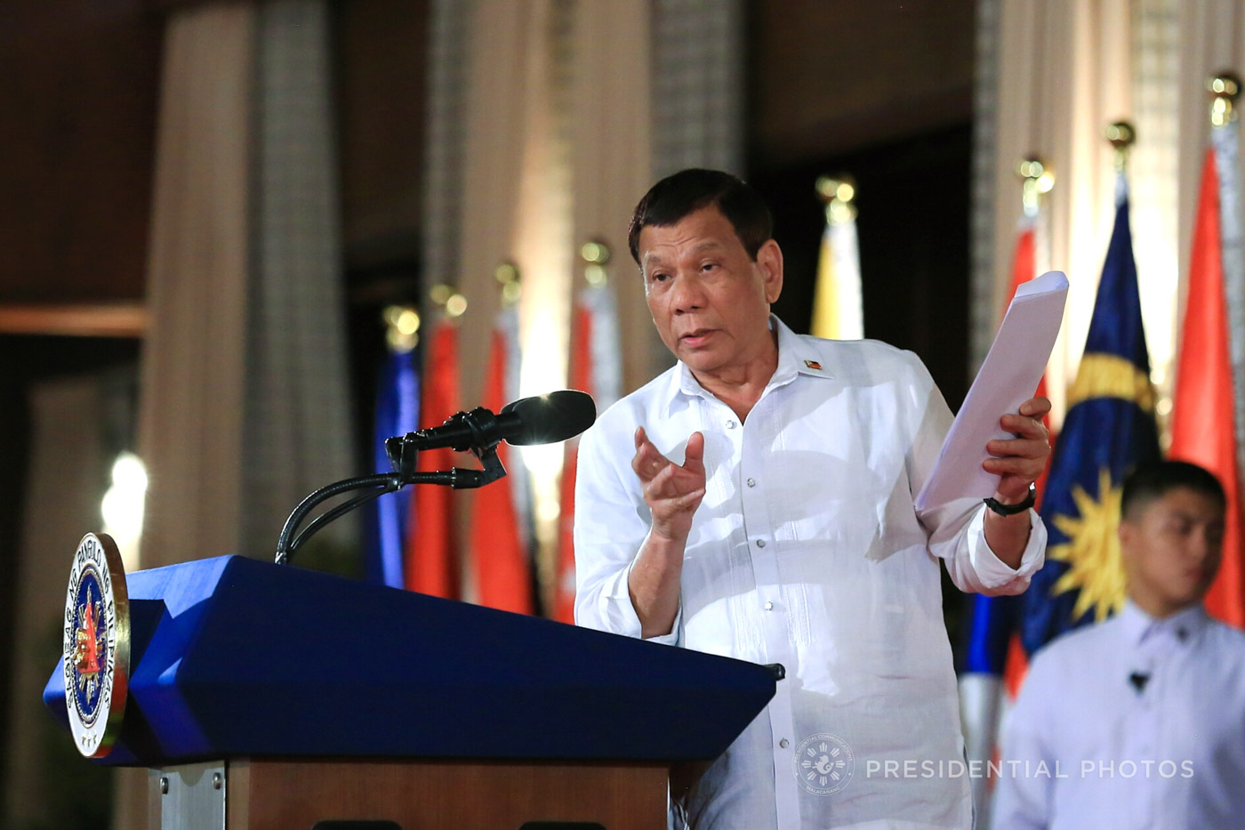 DRUG WAR. President Rodrigo Duterte, in his speech during an ASEAN Law Association event at Malacañang Palace on October 25, 2017, tackles the war on drugs. Malacañang photo 