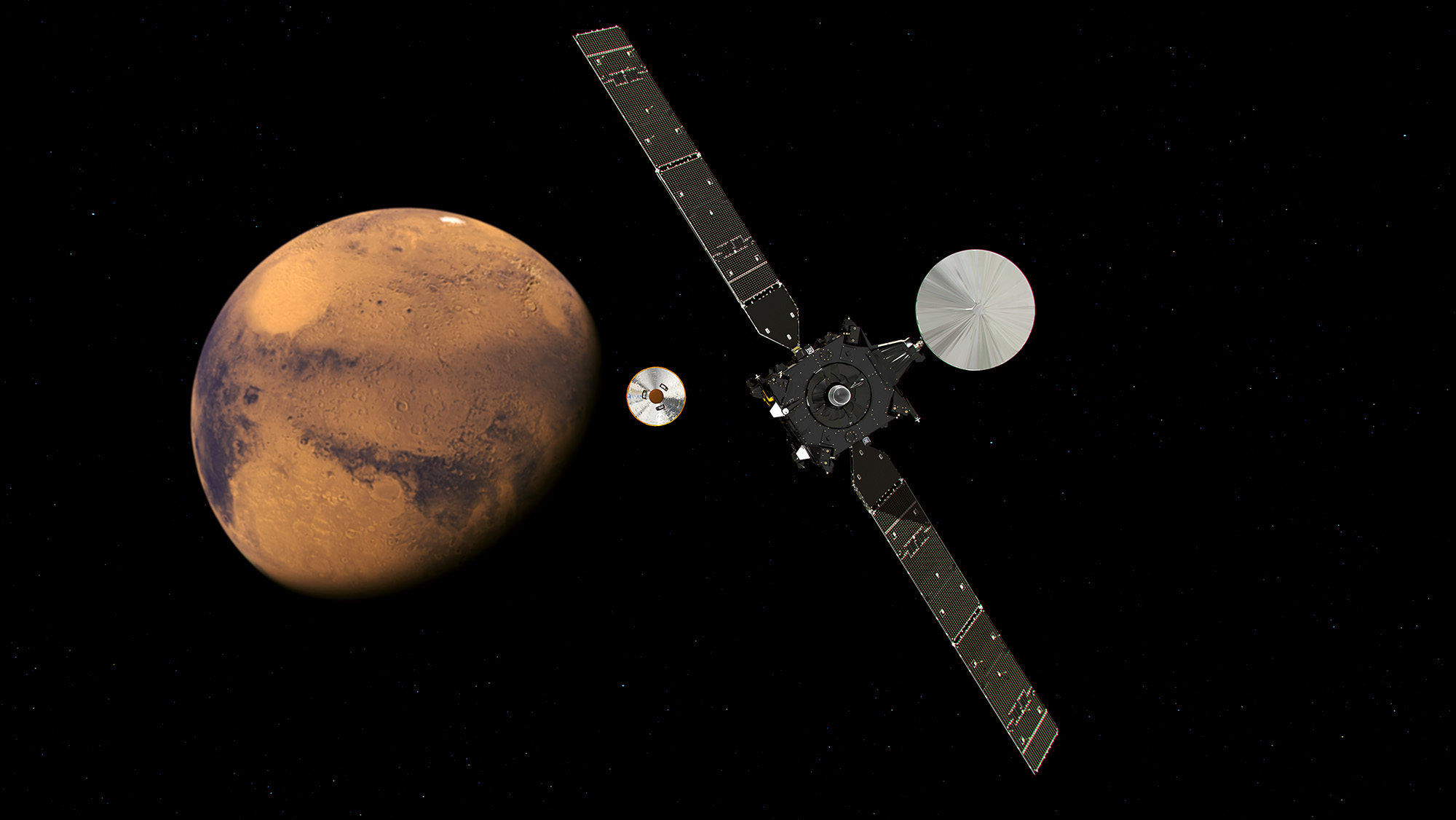 ExoMars 2016 approaching Mars. ESA/ATG medialab 